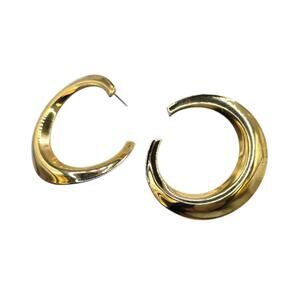Pierced Earrings Hoop Tapered Abstract Design Gold Tone SKU 2768